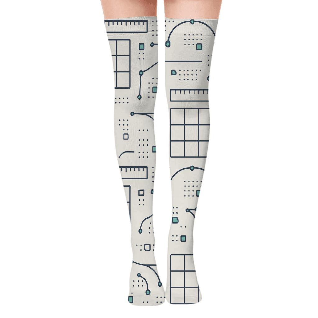 Blueprint Grid For The Graphic Designer trendy patterned over-the-knee socks