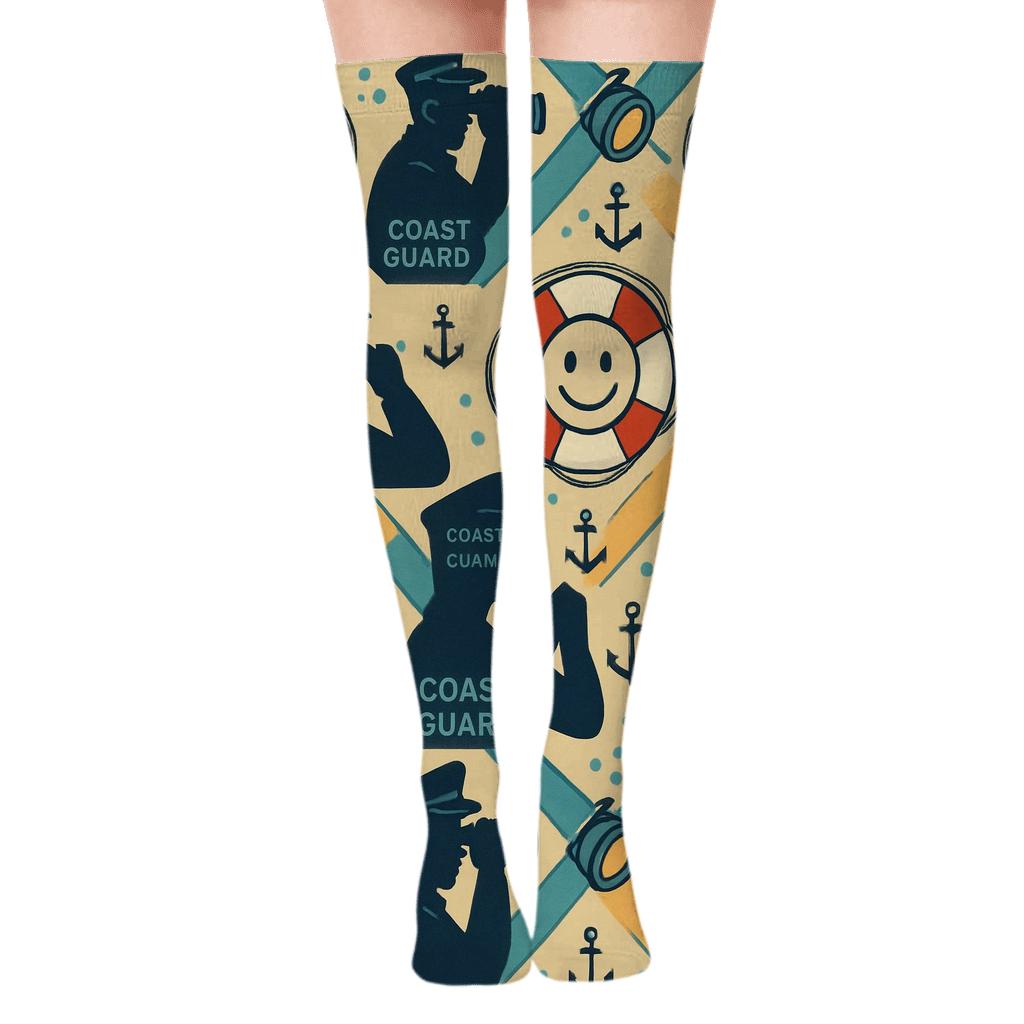 Lifebuoy And Searchlight Parade With Coast Guard Officer Motifs custom over-the-knee socks