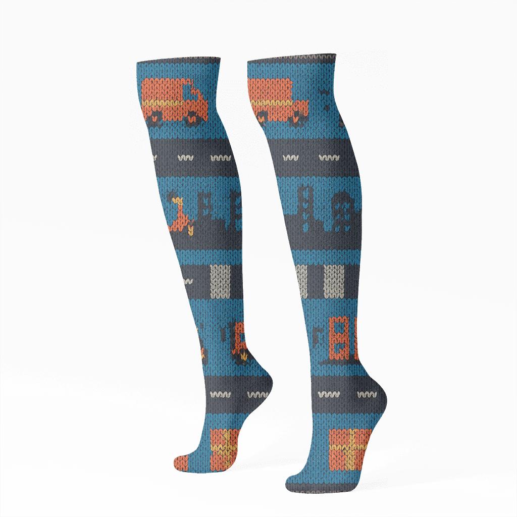Delivery Driver Knit Illusion Road Marking Bands unique graphic knee-high socks