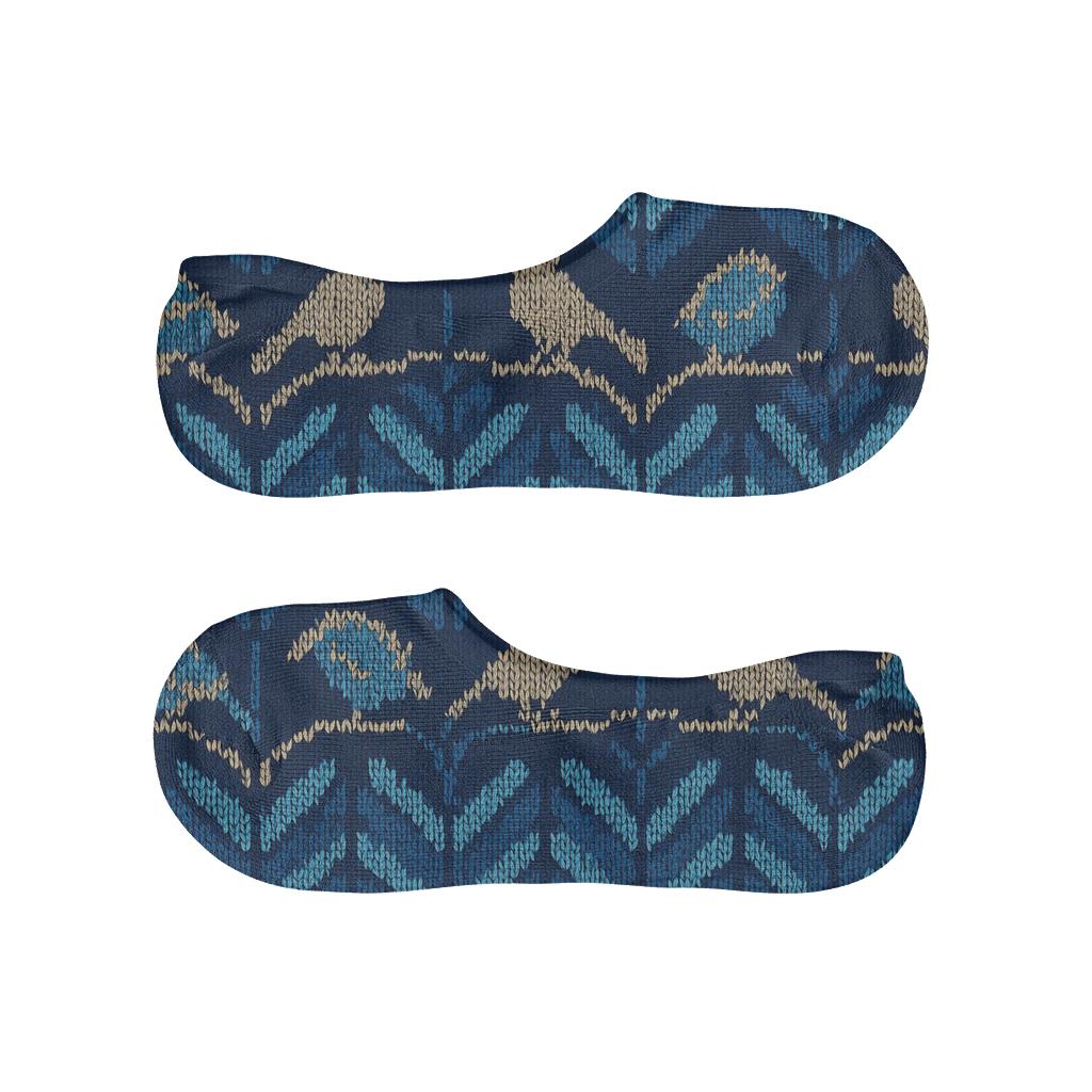 Knitted Illusion Bird Feather Chevron soft cotton no-show socks