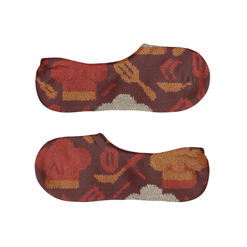 Knitted Illusion Pattern With Chef Motifs comfortable invisible socks