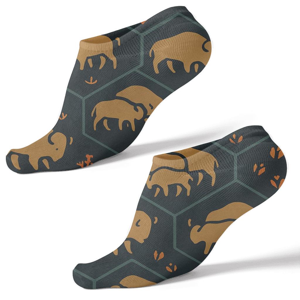 Sunset Tilework With Herd Bison stylish athletic ankle socks