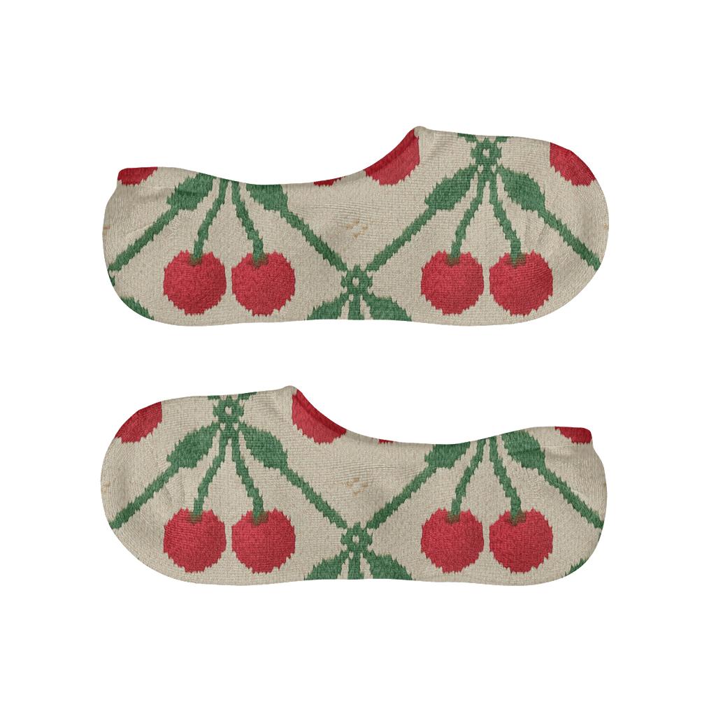 Knitted Illusion Cherry Lattice Repeat anti-slip no-show socks