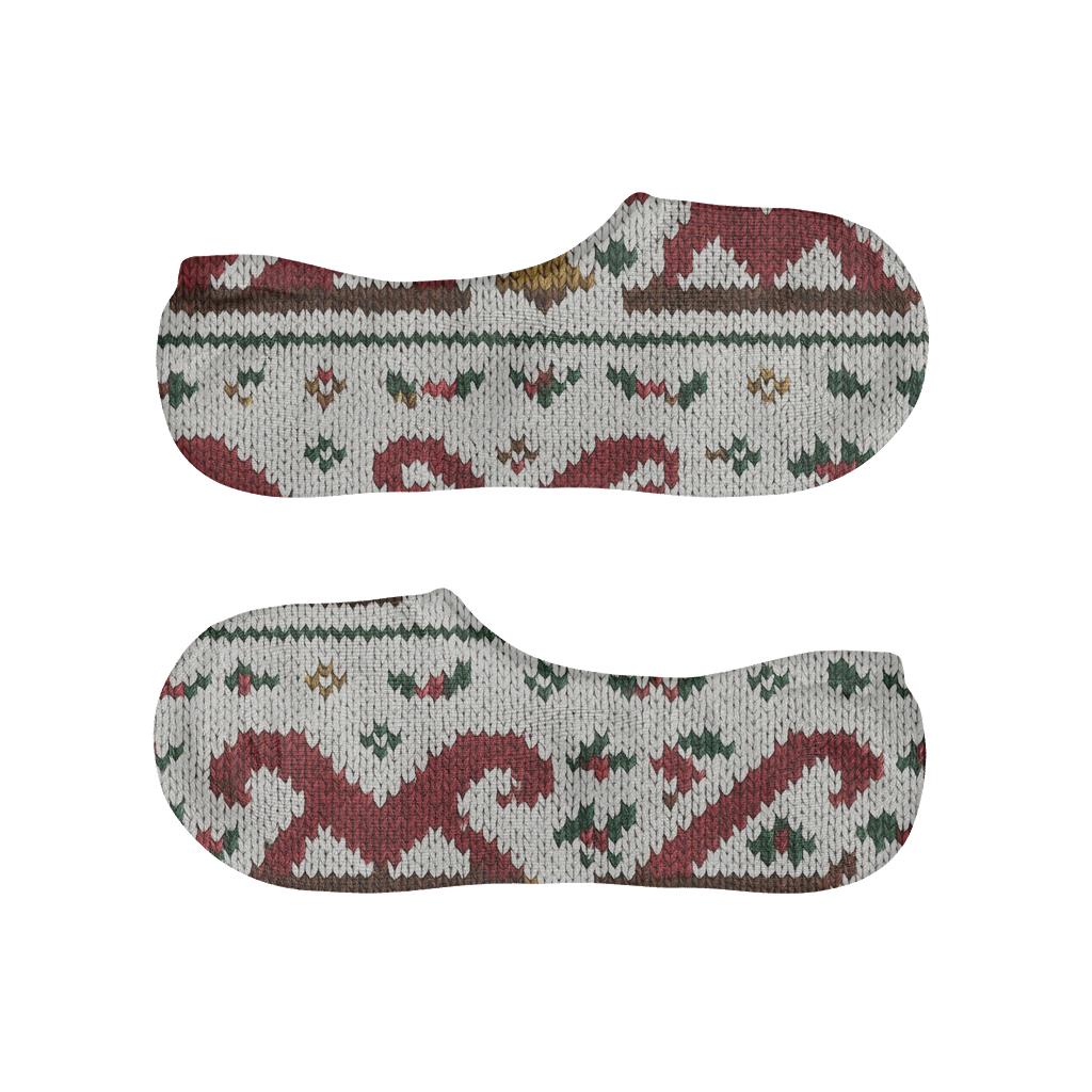 Knitted Sleigh-Runner Chevron Weave designer printed no-show socks