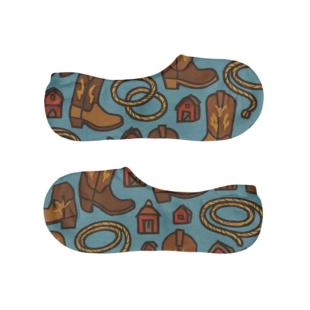 Boots And Lassos In Rancher Rhythm Pattern personalized no-show socks