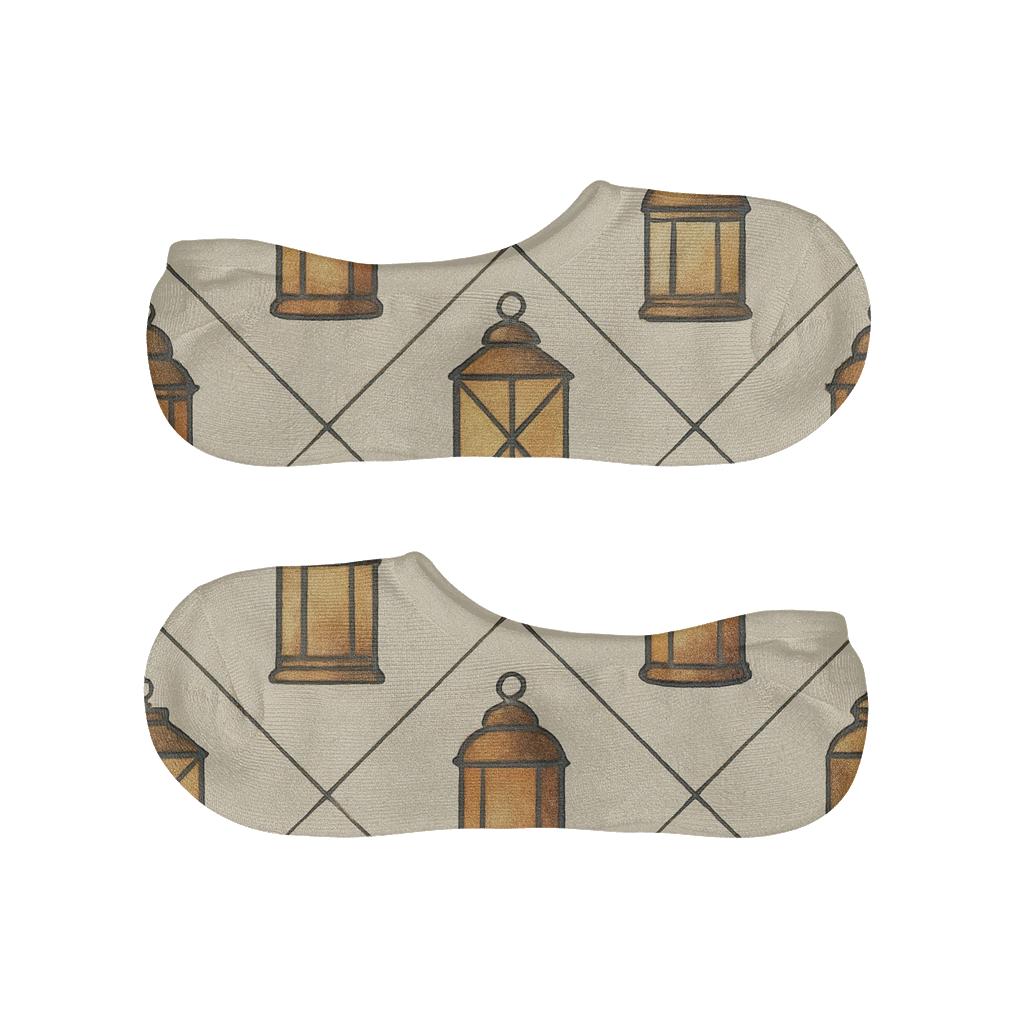 Geometric Lattice With Lantern Glow anti-slip no-show socks