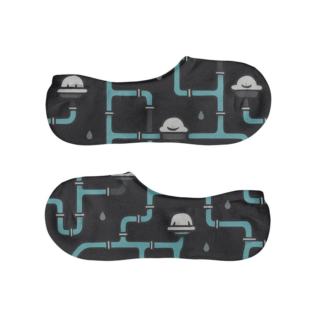 Pipe Lattice With Plumber Hat Motifs anti-slip no-show socks