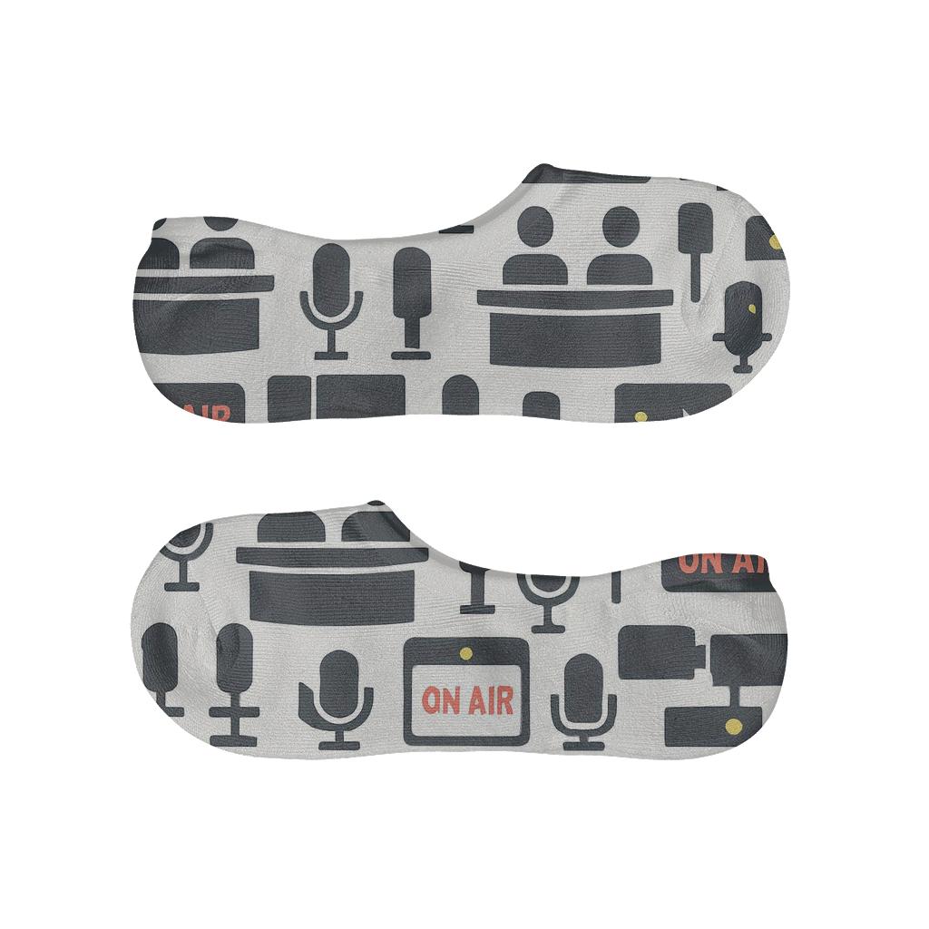 Geometric Desk Grid With News Anchor Icons comfortable invisible socks