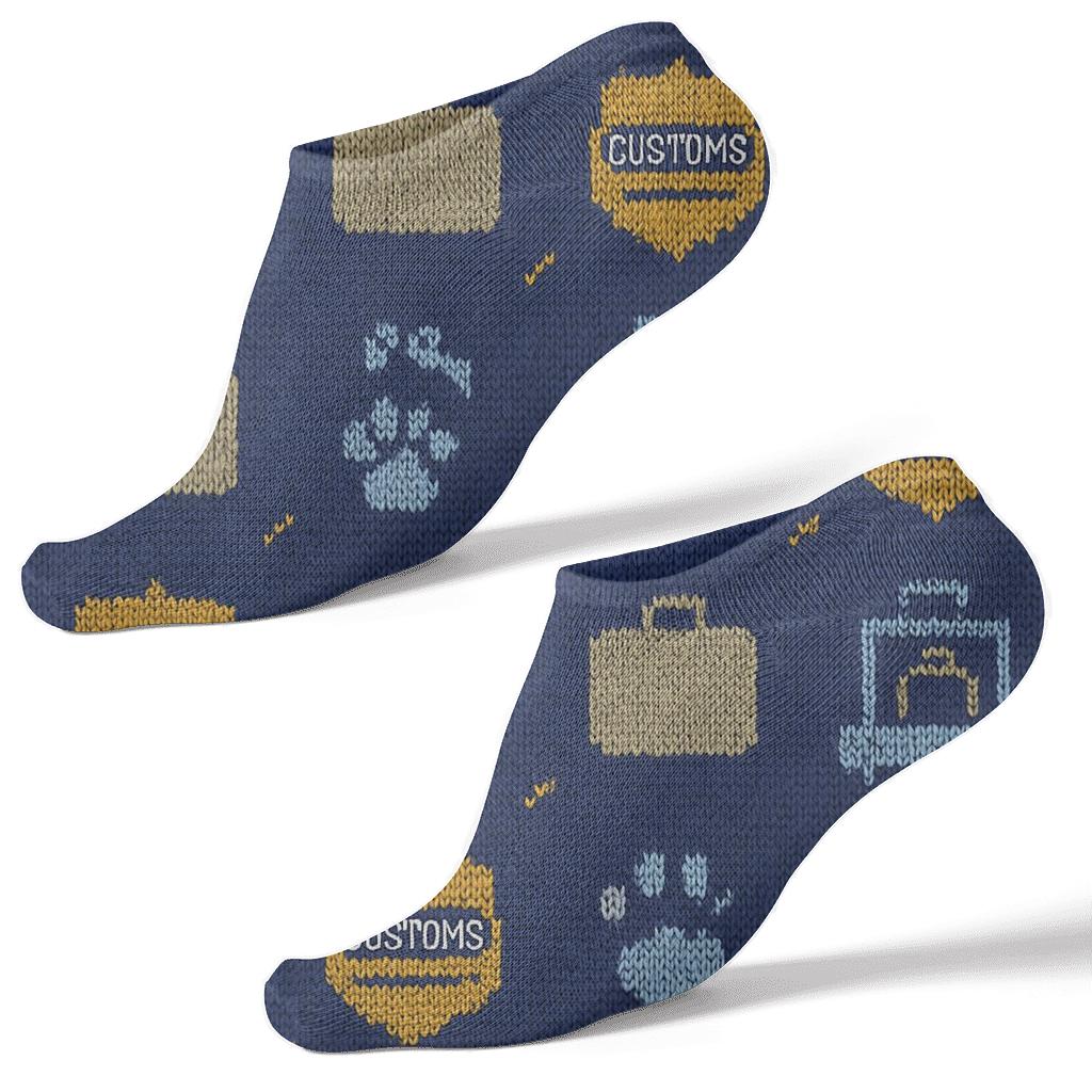 Customs Officer Knit-Grid Inspection Icons soft everyday ankle socks
