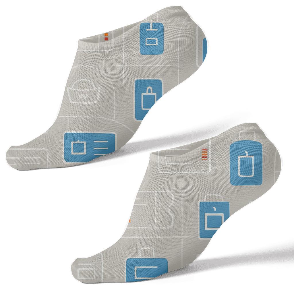 Boarding Pass Grid With Flight Attendant Charm designer print ankle socks