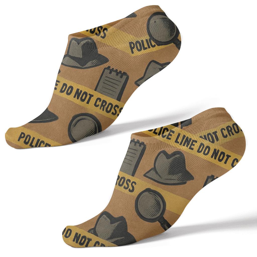 Police Detective Crime Scene Tape Wave Poster Pattern personalized ankle socks