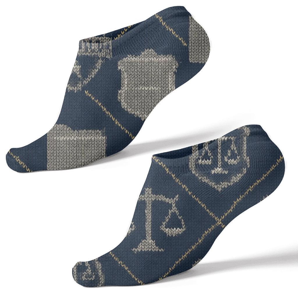 Probation Officer Badge Lattice Blueprint unique graphic ankle socks