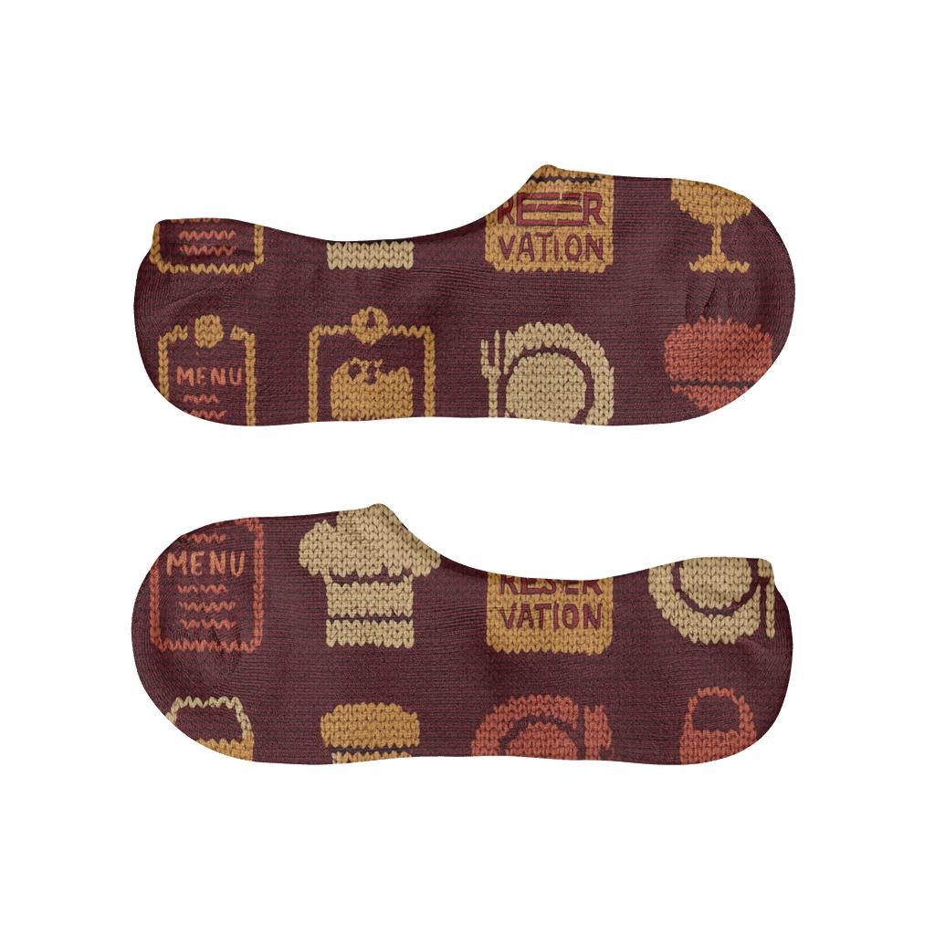 Knitted Bistro Ledger Restaurant Manager Pattern anti-slip no-show socks