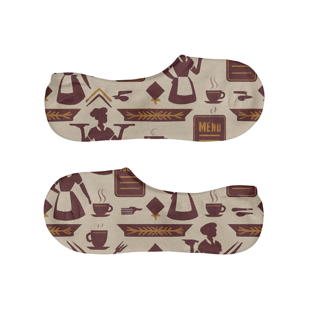 Menu Board Lattice With Waitress Silhouettes breathable seamless no-show sockscustom no-show socks