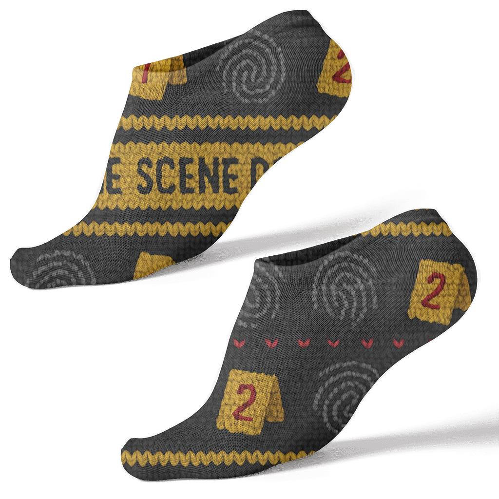 Knitted Illusion Crime Scene Investigator Evidence Tape Bands soft everyday ankle socks