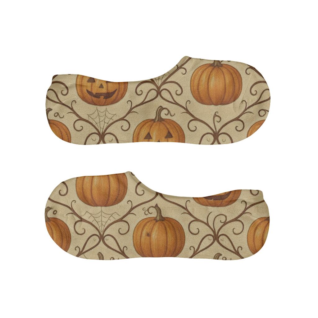 Pumpkin Vine Lattice With Web Accents On Proper Neutral Background soft cotton no-show socks