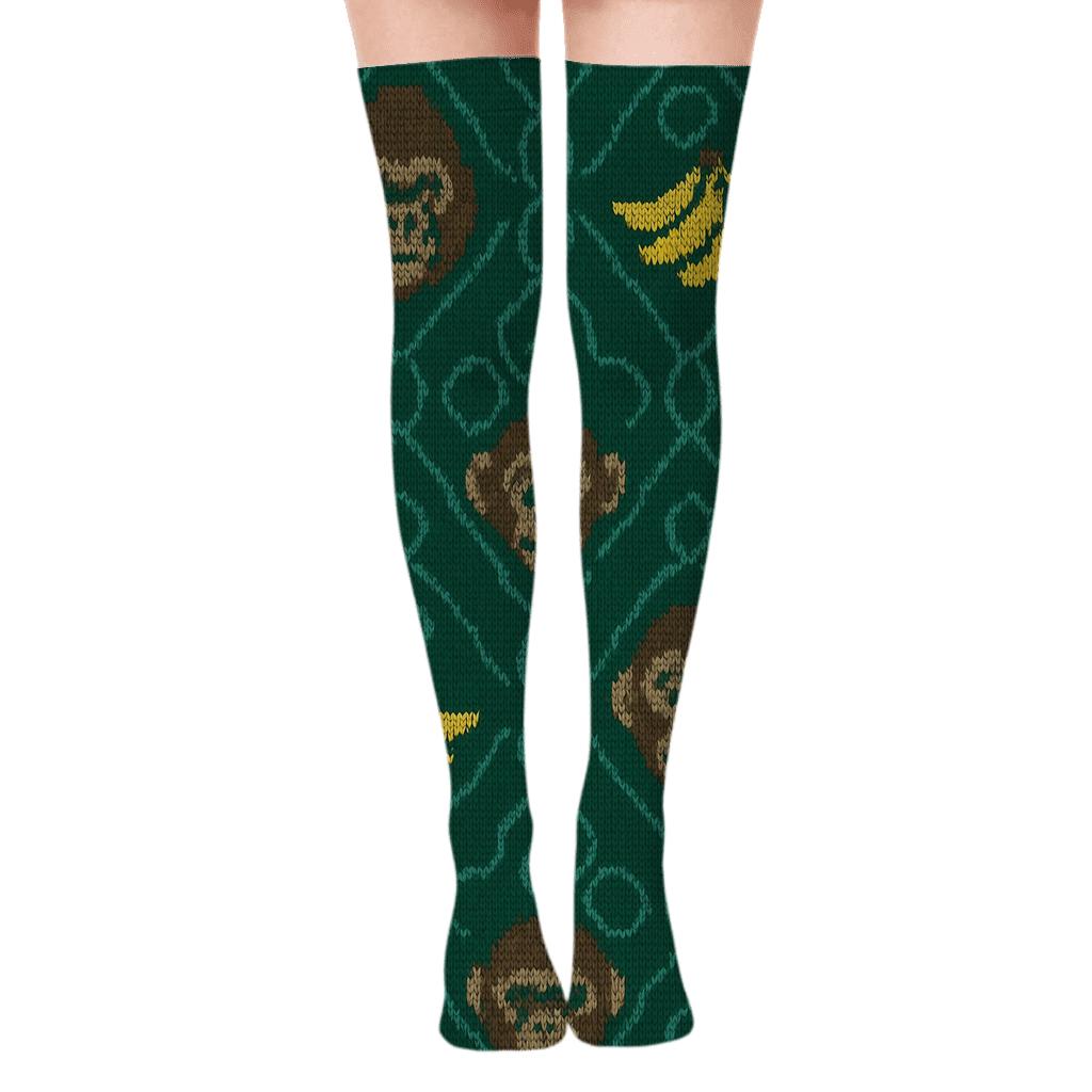Knitted Ape Jungle Cable Tiling stylish fashion over-the-knee socks