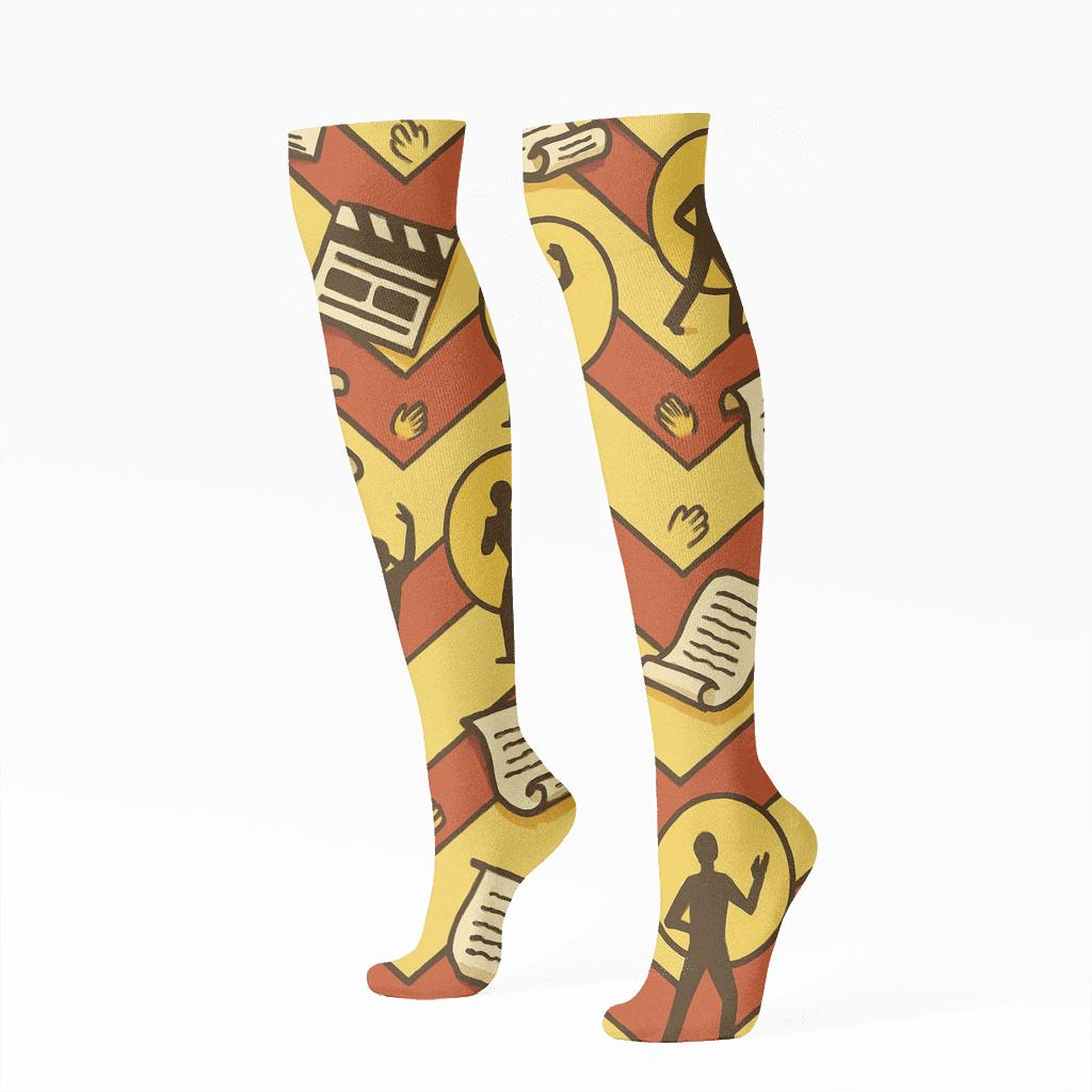 Script Chevron With Actor Spotlight personalized knee-high socks