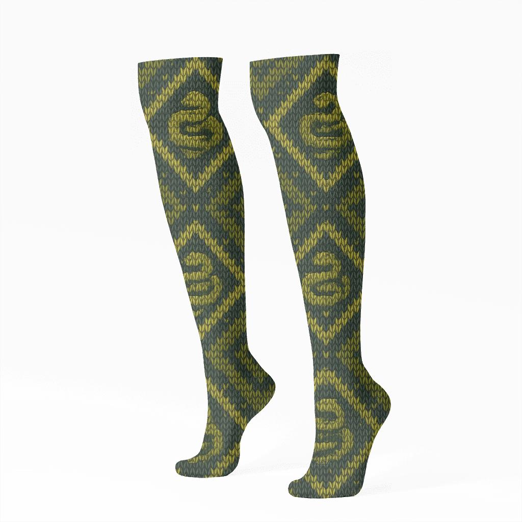 Knitted Illusion Snake Scale Lattice stylish athletic knee-high socks