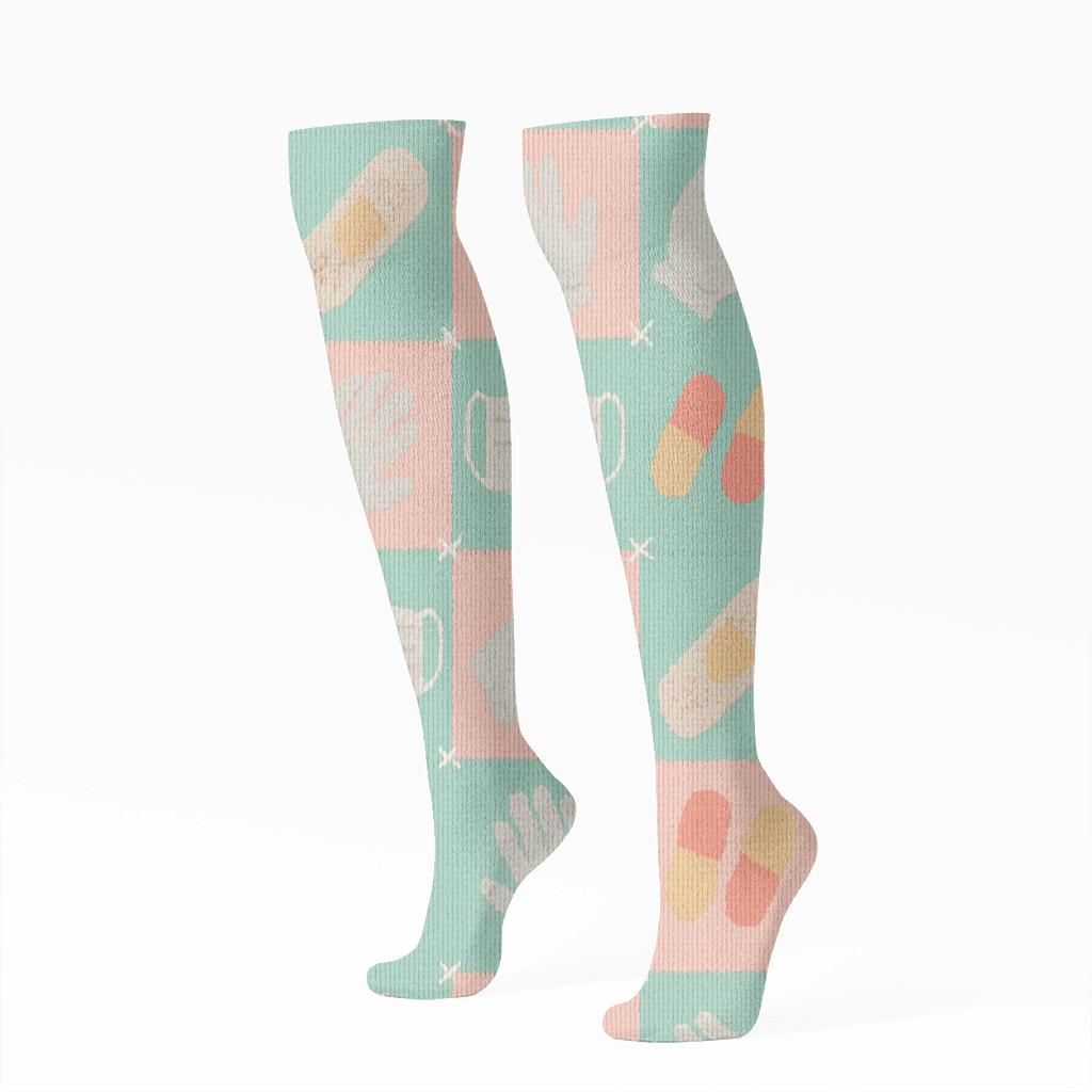 Nurse-Grade Bandage Patchwork Parade premium sports knee-high socks