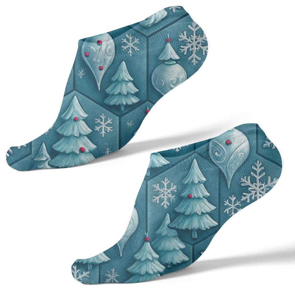 Christmas Tree Ornament Tessellation In Icy Blue soft everyday ankle socks