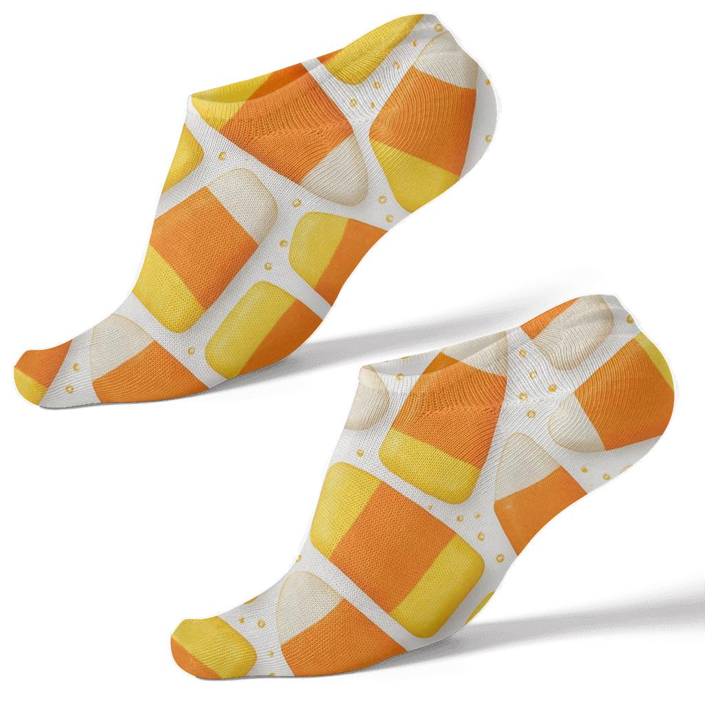 Orange Candy Corn Herringbone On White Background soft everyday ankle socks