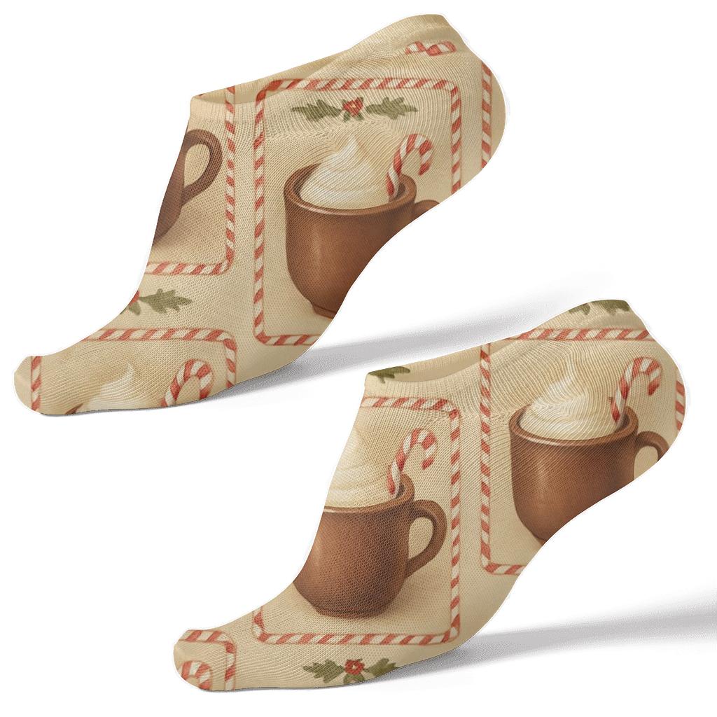 Cocoa Mug Vignettes With Candy Canes Garland Borders personalized ankle socks