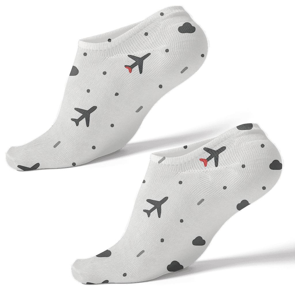 Minimal Airplane Silhouette Micro Scatter trendy patterned ankle socks