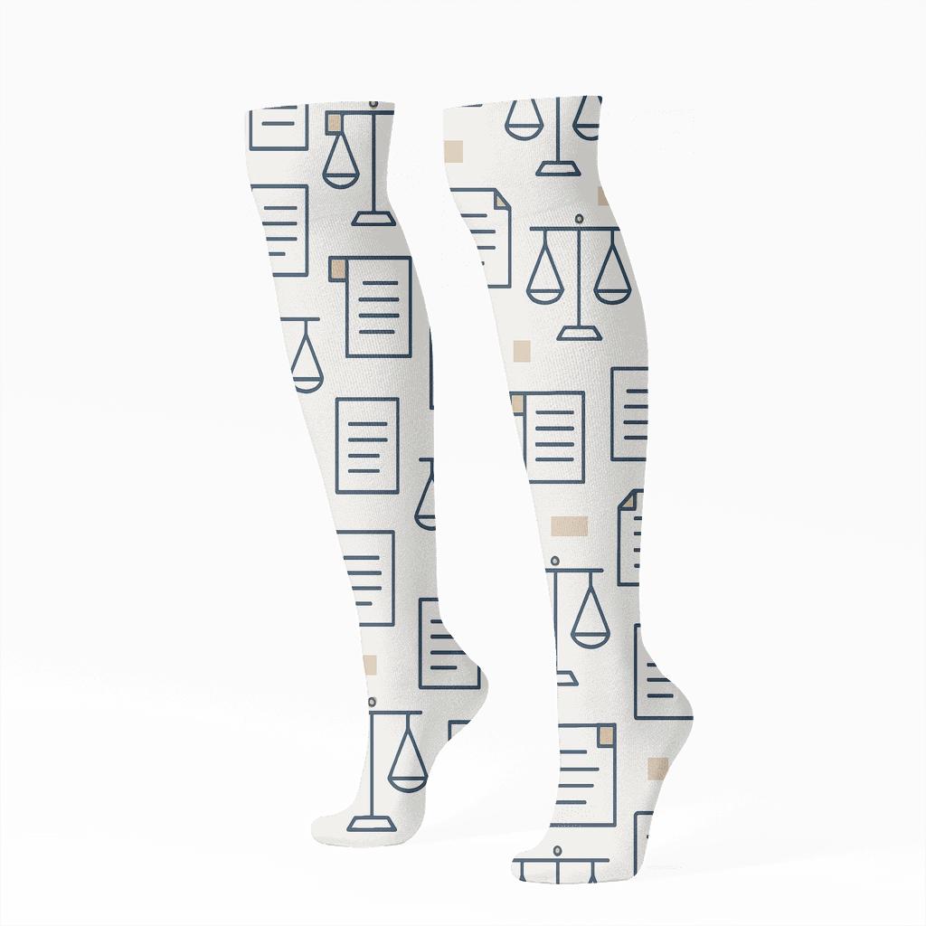 Scales Lattice Minimalist Pattern, Lawyer Edition trendy patterned knee-high socks