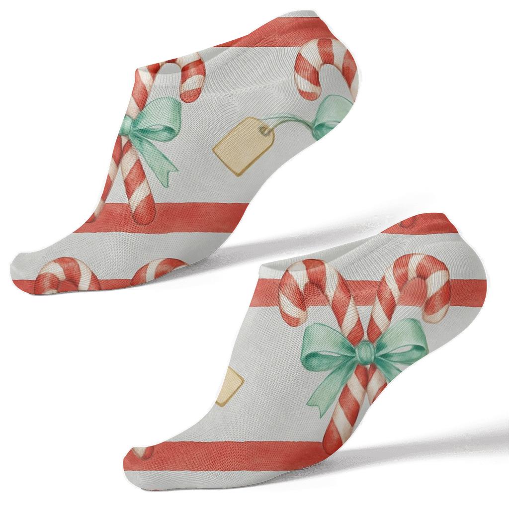 Ribbon Wrapped Candy Canes In Stripe Interrupt Bands comfortable cotton ankle socks