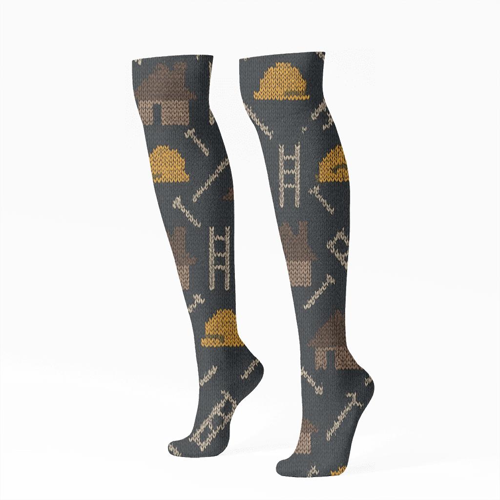 Rooftop Parade Roofer Knitted Pattern Illusion custom knee-high socks