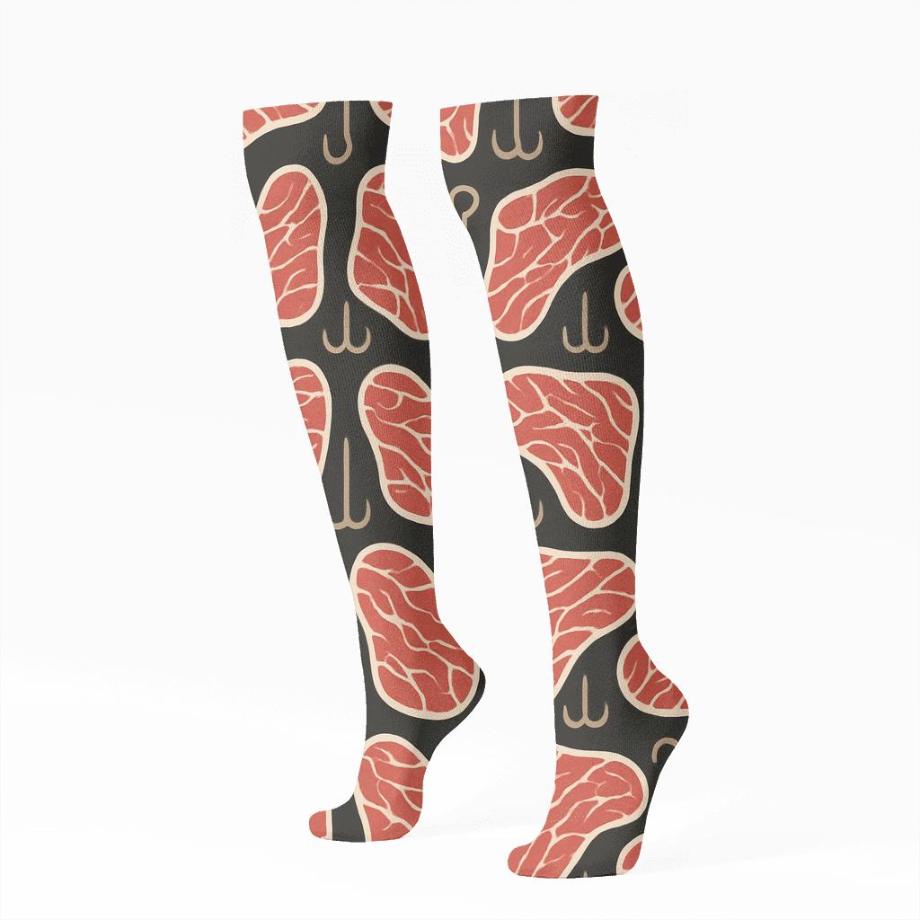 Marbled Steak Lattice In Butcher Style custom knee-high socks