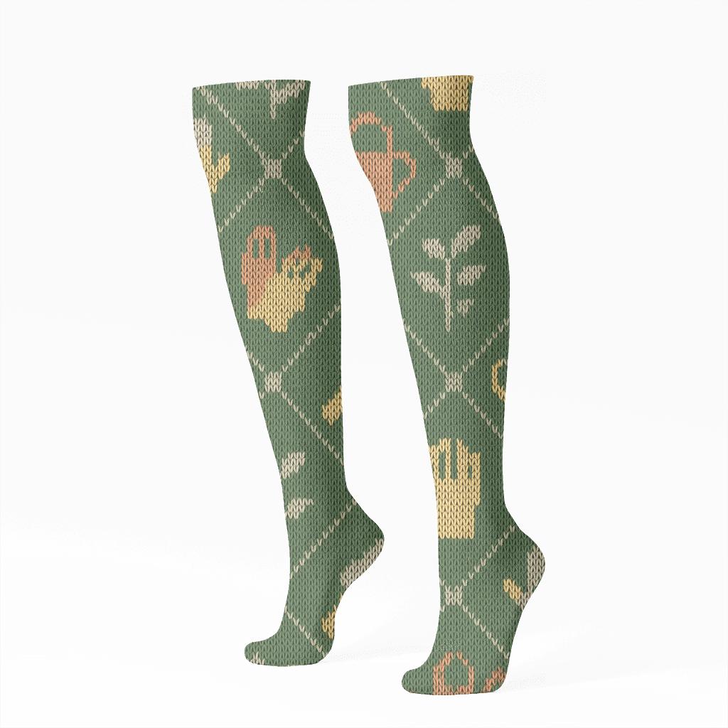 Knitted Trellis Gardener Pattern custom knee-high socks