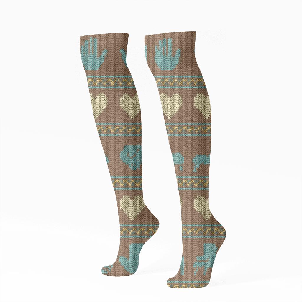 Counselor Knit Illusion Calm Symbol Bands unique graphic knee-high socks