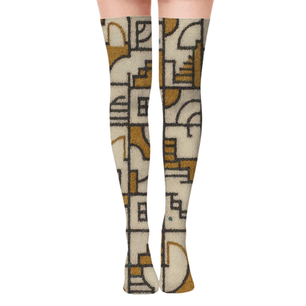 Knitted Floor Plan Lattice With Architect Motifs personalized over-the-knee socks
