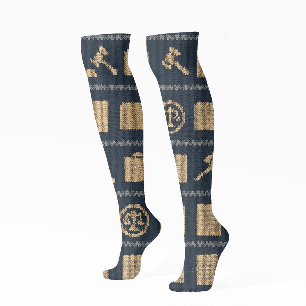 Knitted Court Clerk Docket Stripe Pattern custom knee-high socks