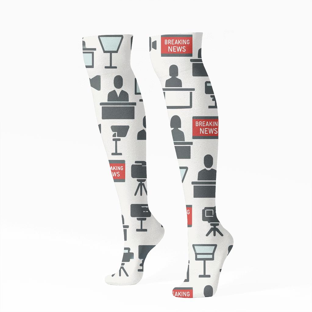 Studio Grid With News Anchor Silhouette Accents soft everyday knee-high socks
