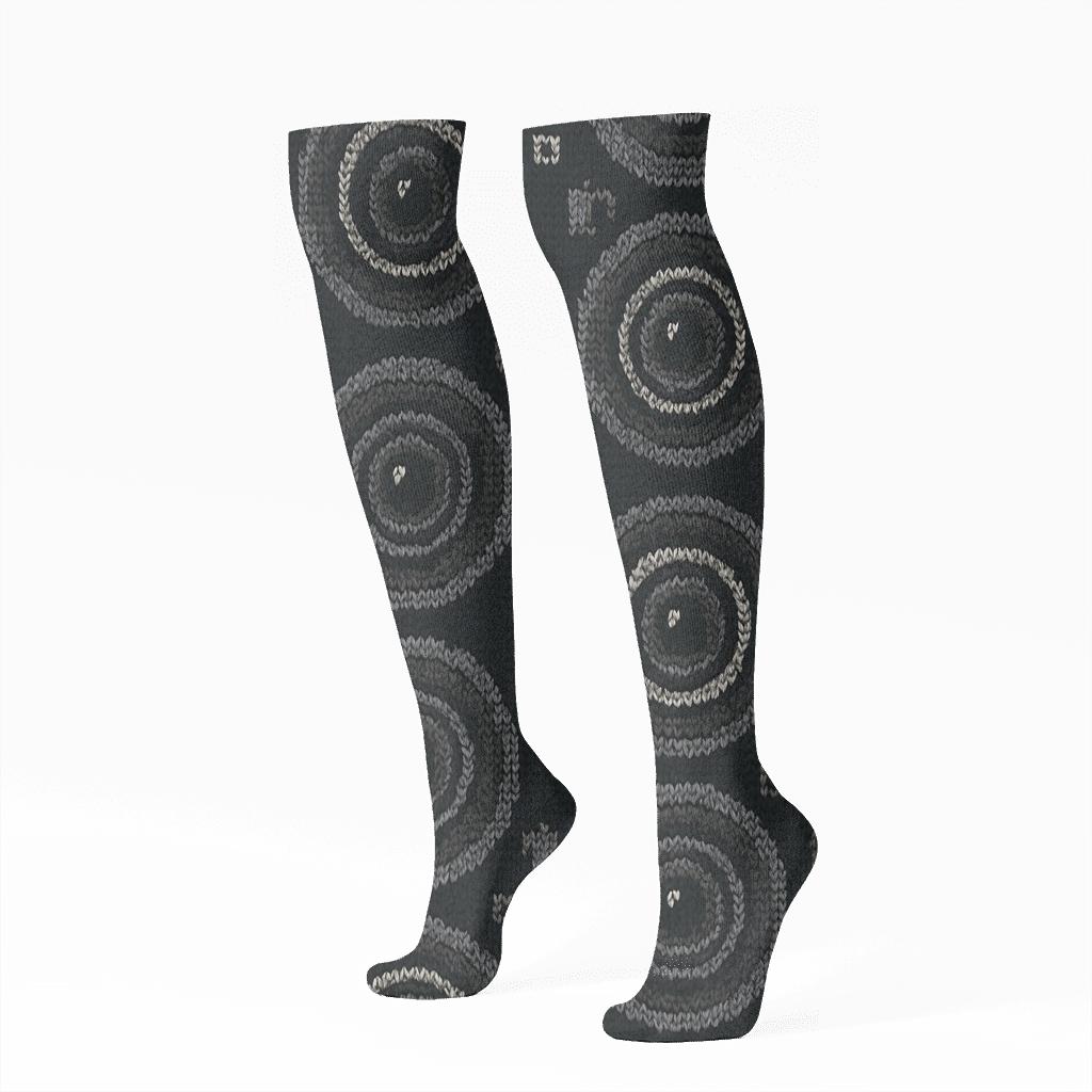 Photographer Knit Illusion Lens Rosette unique graphic knee-high socks