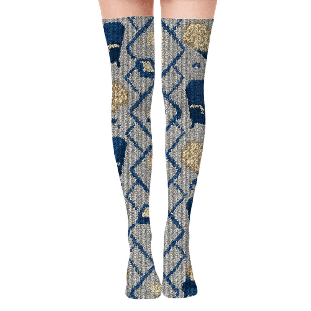 Knitted Psychologist Therapy Chair Lattice comfortable cotton over-the-knee socks