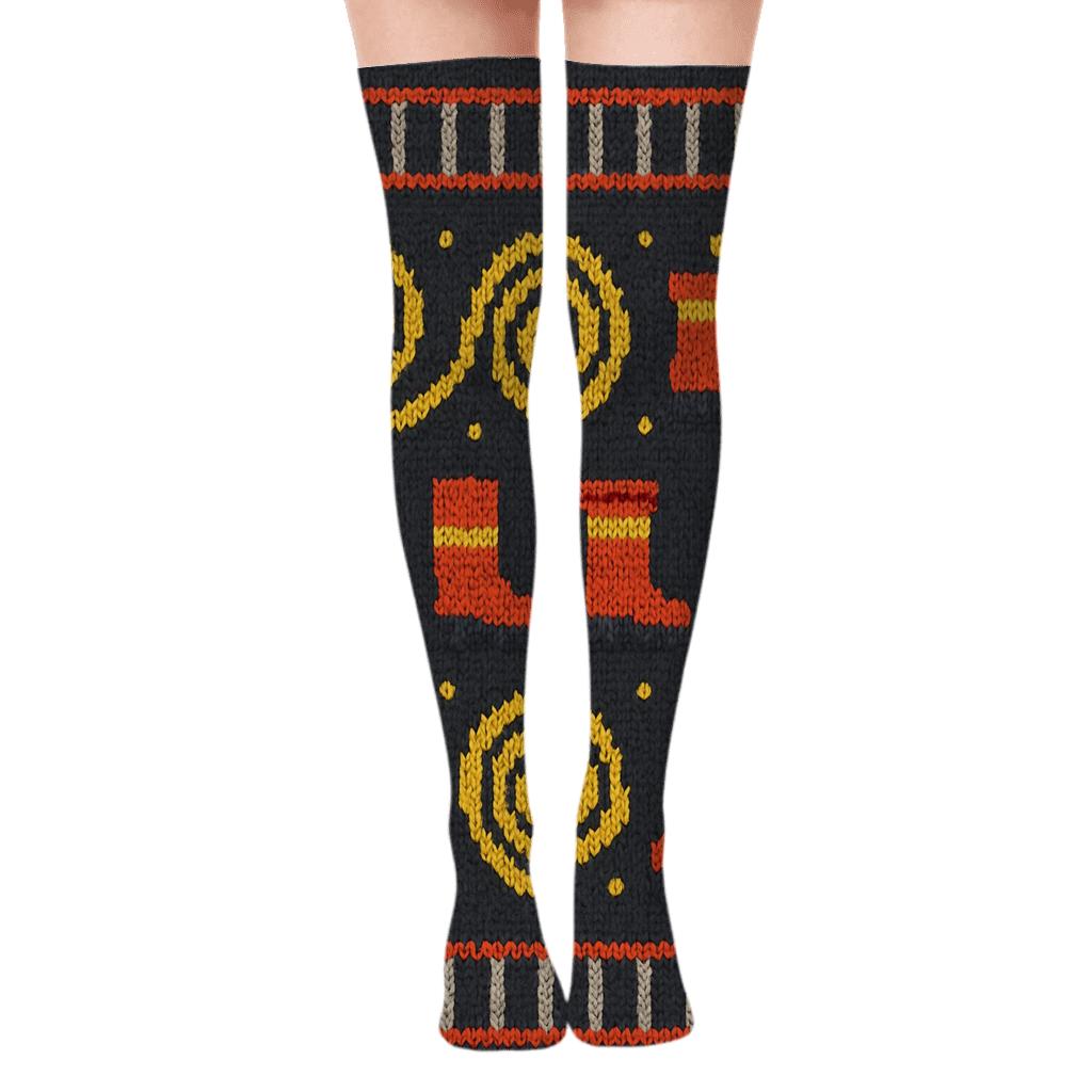 Fire Fighter Knitted Ladder Stripe Illusion personalized over-the-knee socks