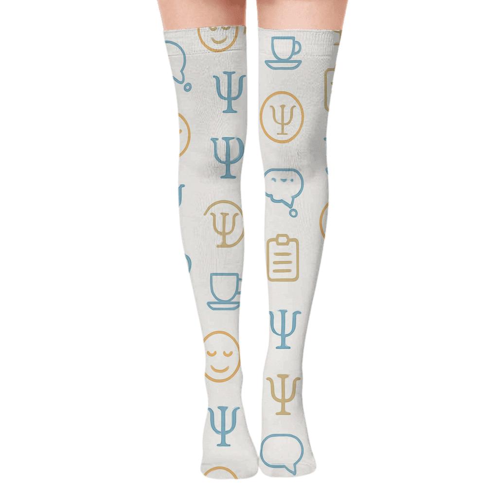 Thought Bubbles In A Psychologist Study Repeat custom over-the-knee socks