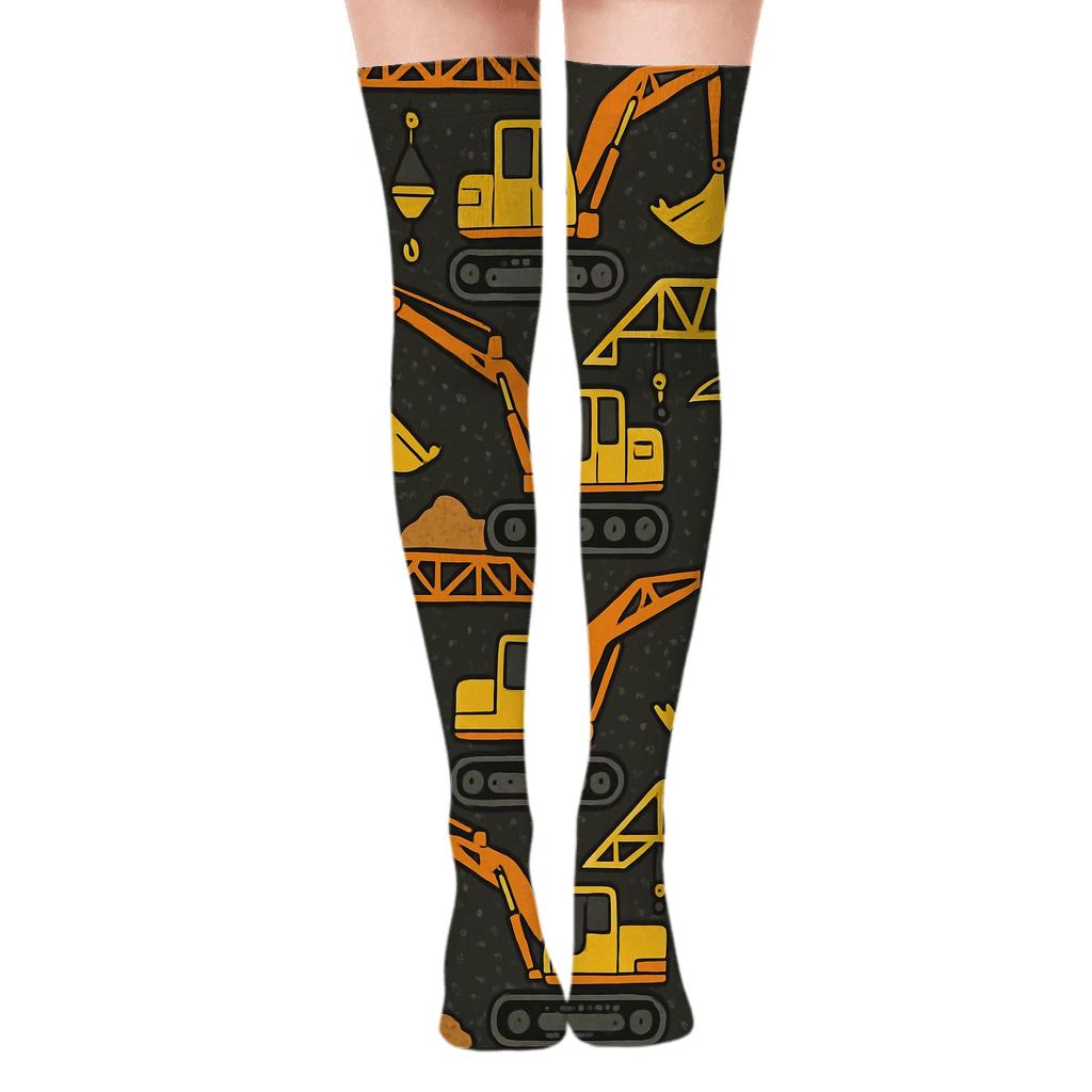 Civil Engineer-Grade Crane Tessellation premium cozy over-the-knee socks