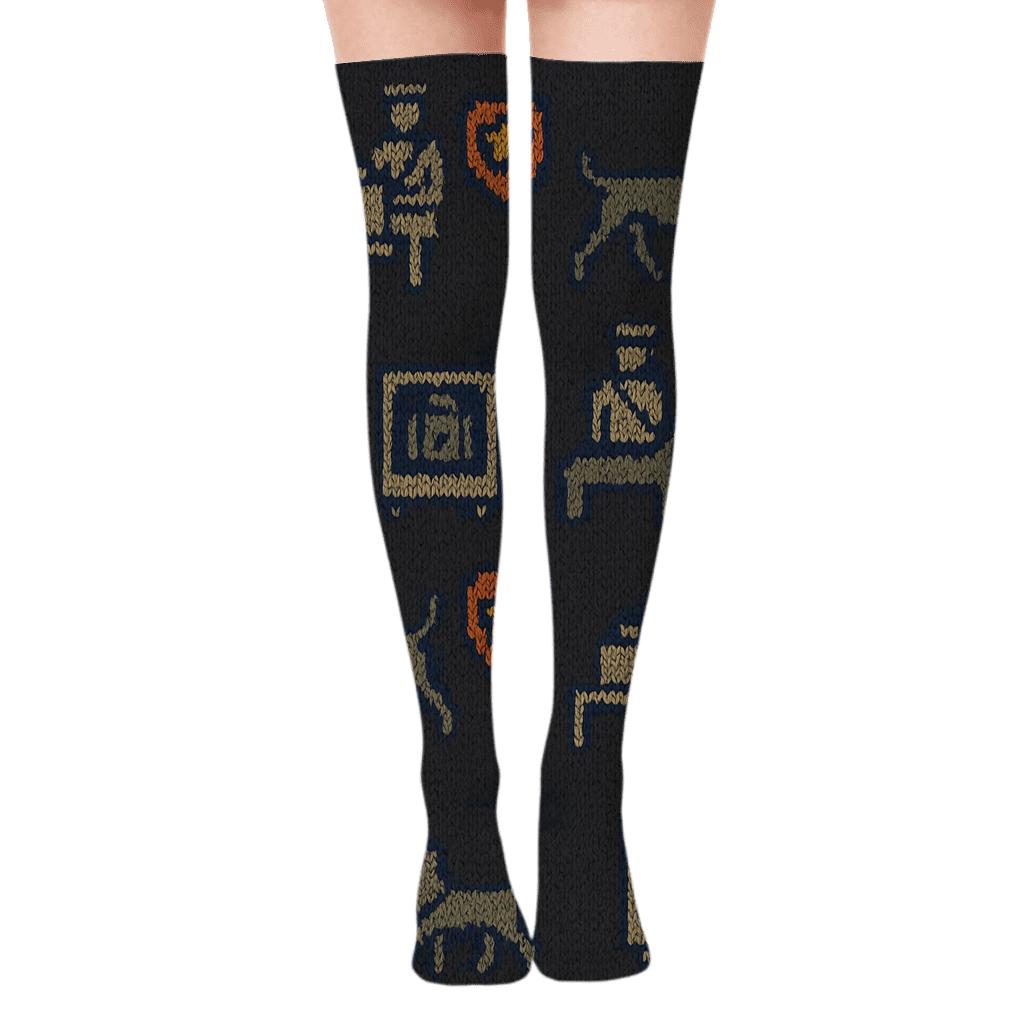 Customs Officer Knitted Illusion Inspection Parade stylish fashion over-the-knee socks
