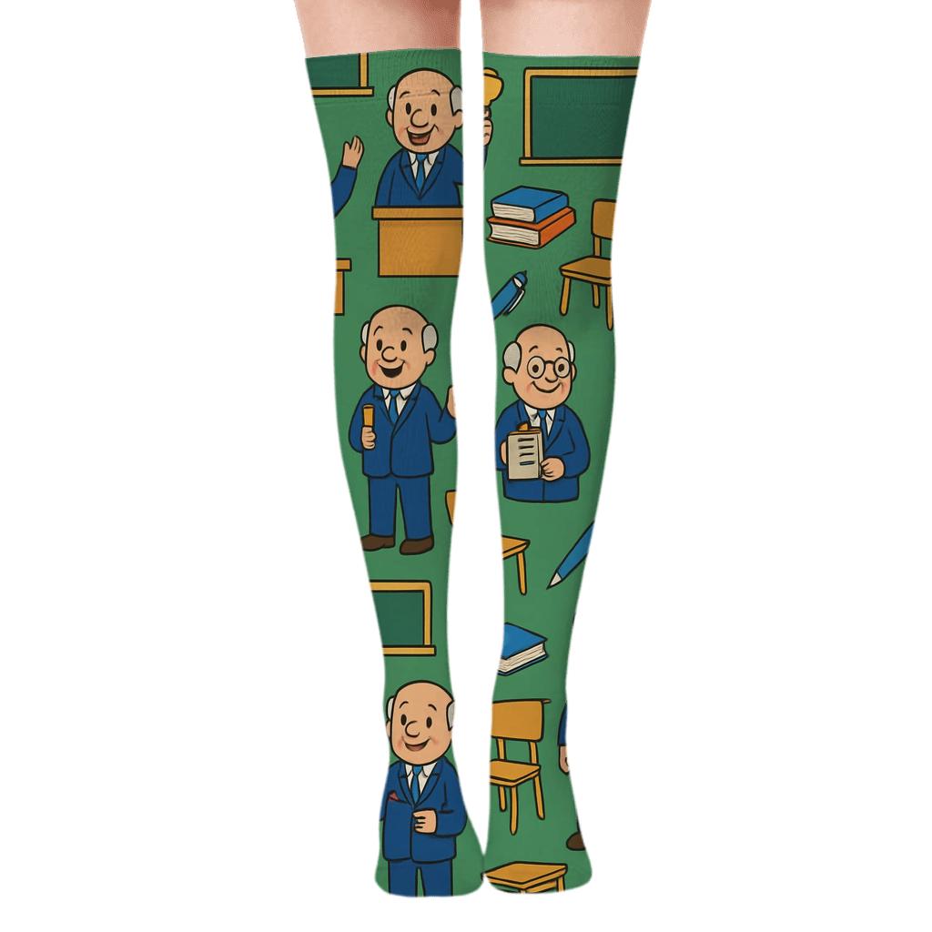 Tiled Hall Monitor Scenes With School Principal Cameos stylish fashion over-the-knee socks