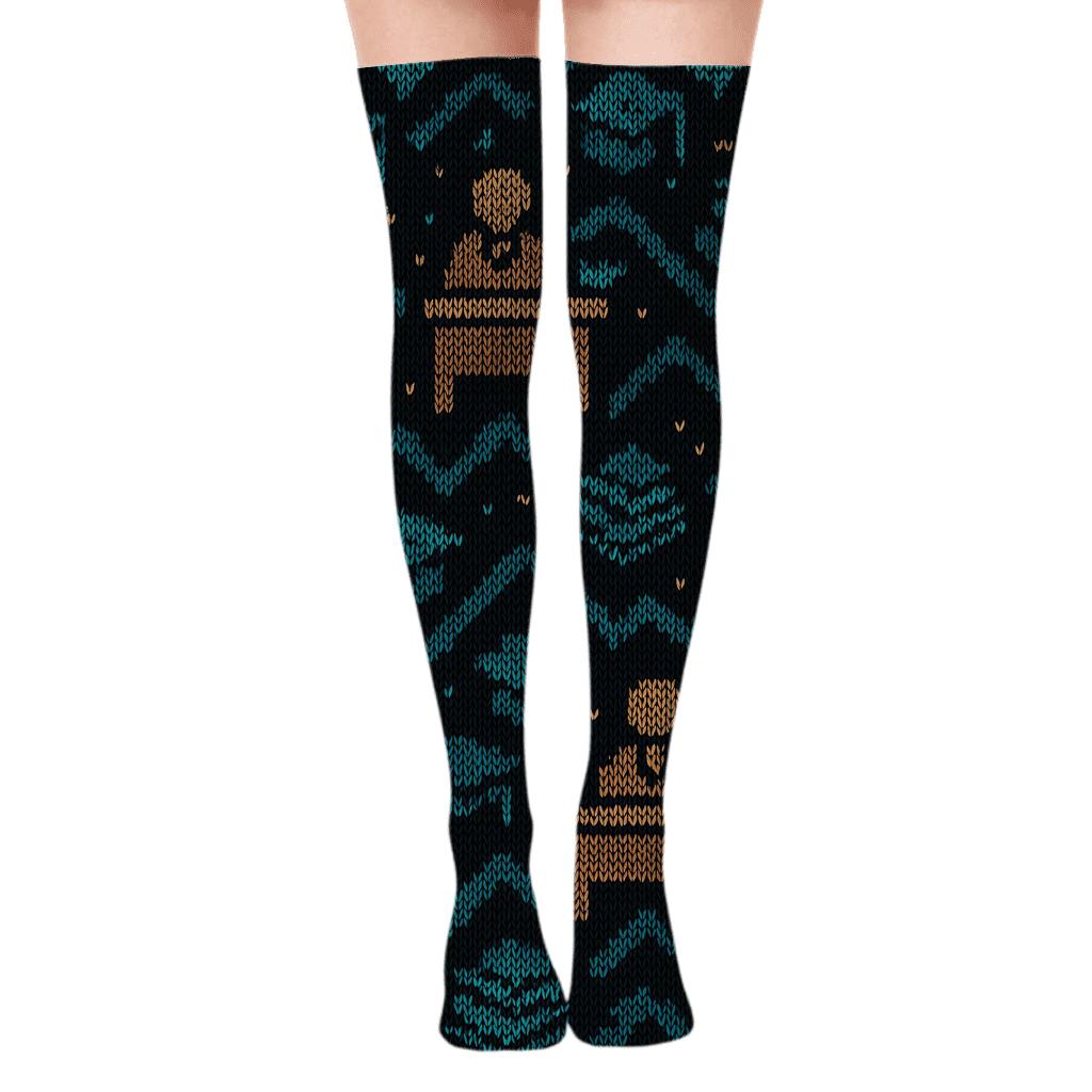 School Principal Knit Illusion Chevron Ledger personalized over-the-knee socks