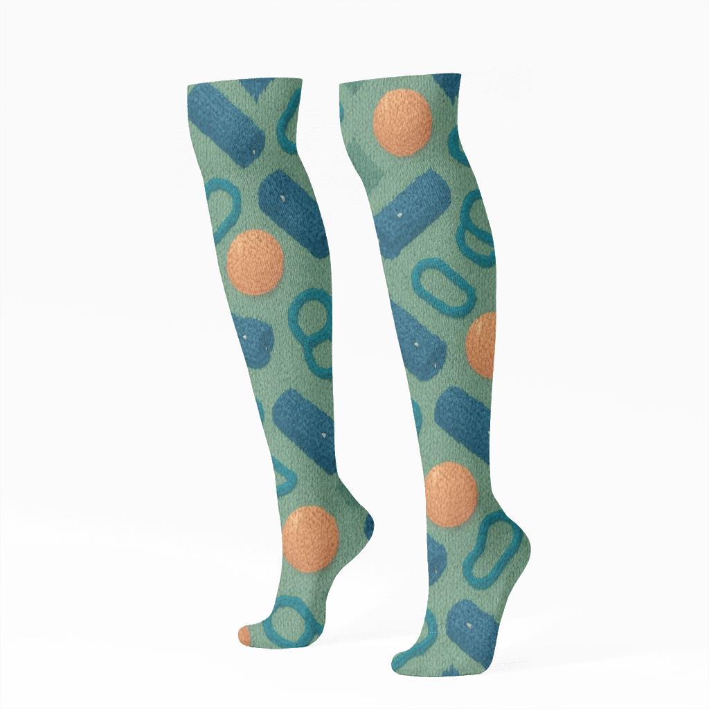 Knit Illusion Rehab Tiles Physical Therapist unique graphic knee-high socks
