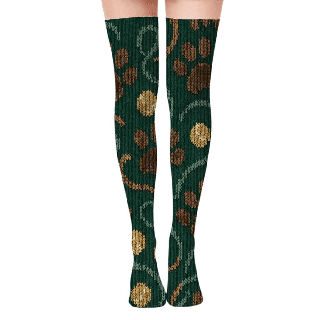 Knitted Illusion Labrador Retriever Paw Chevron custom over-the-knee socks