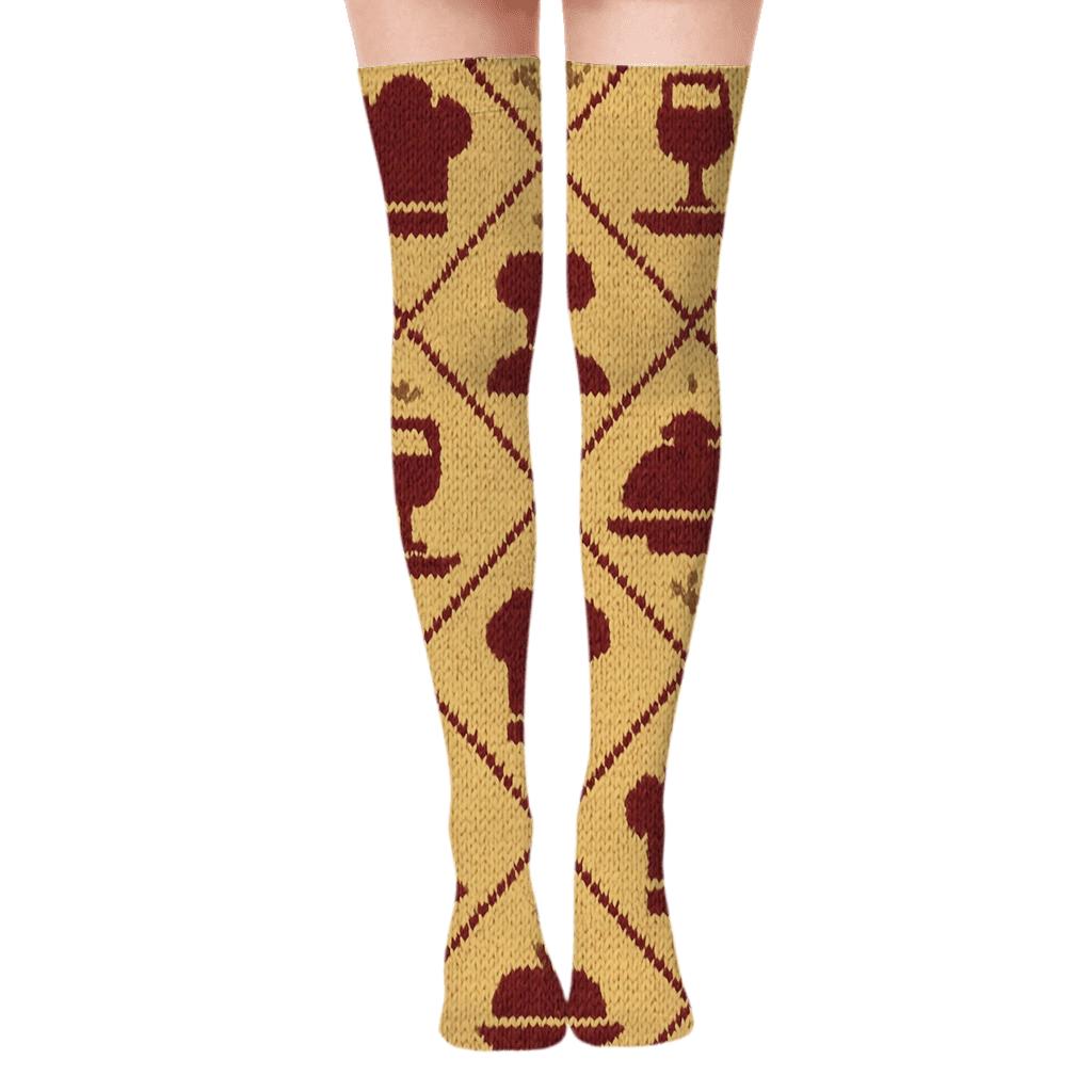 Restaurant Manager Knit-Pattern Service Parade soft everyday over-the-knee socks