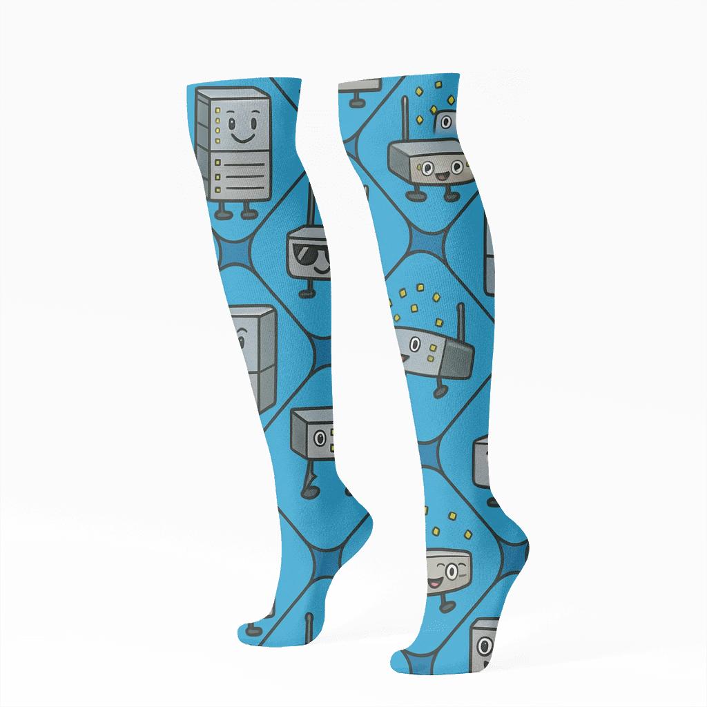 Server Rack Parade With Network Administrator Icons stylish athletic knee-high socks
