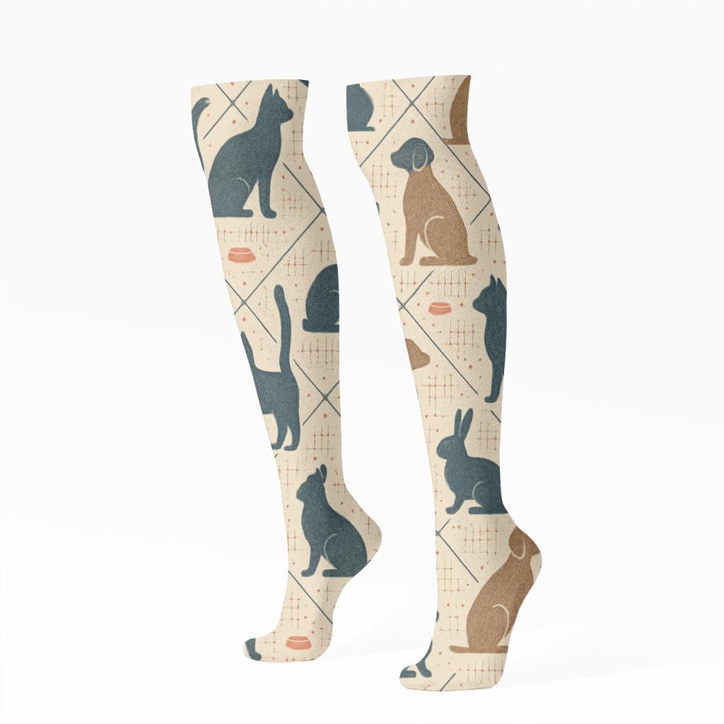 Clinic Lattice Pattern For Veterinary Technician trendy patterned knee-high socks